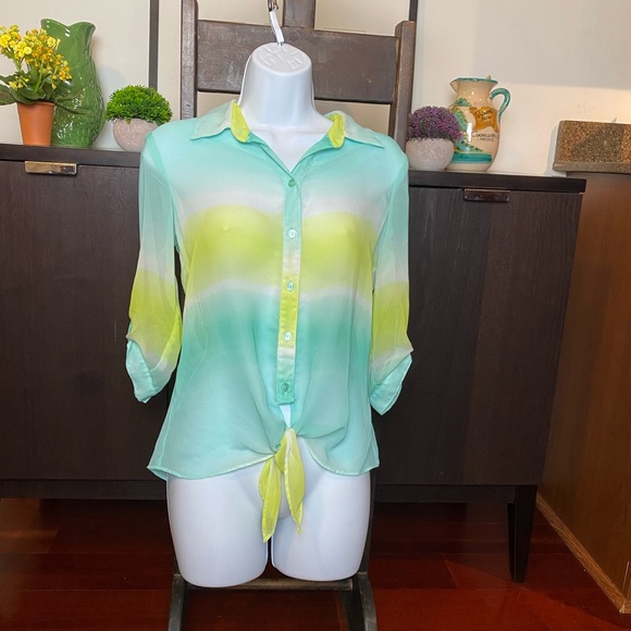 Ombré Button Down Top - Picture 1 of 16